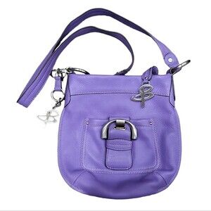 EUC B. Makowsky women's purple geniune leather Buckle crossbody bag purse